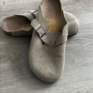 Birkenstock Taupe Suede Flats